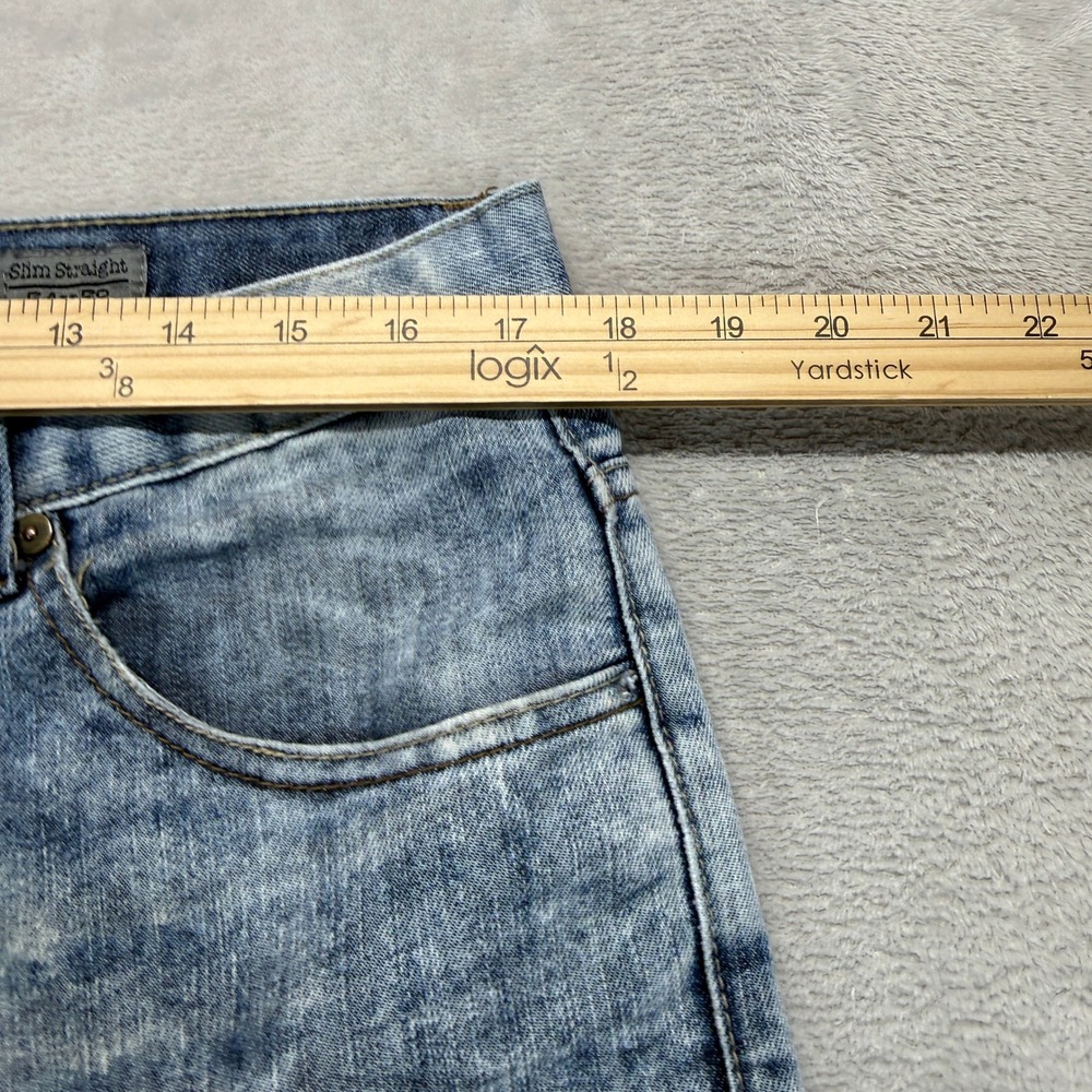 pd&c Jeans Mens 34x32 Blue Slim Straight Acid Wash Denim Stretch Streetwear‎ - Picture 10 of 11